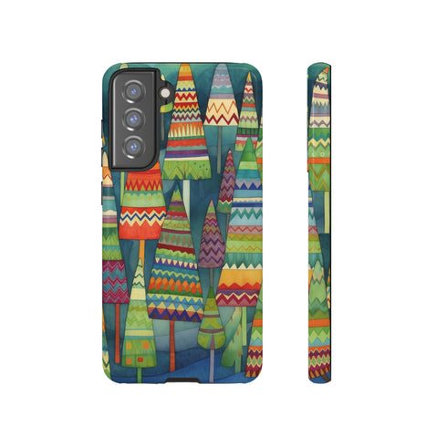 Knitted Christmas Trees - Impact Resistant Phone Case Samsung Galaxy S21 FE Glossy